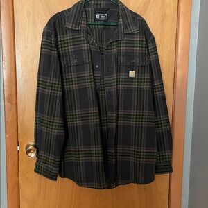 Carhartt Green and Gray Plaid flannel